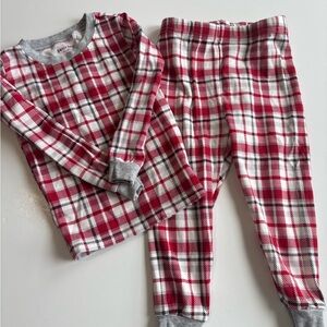 BN8 Petit Lem Kids Holiday Organic Cotton Fitted Pajama Set in Red Plaid 24m 2T